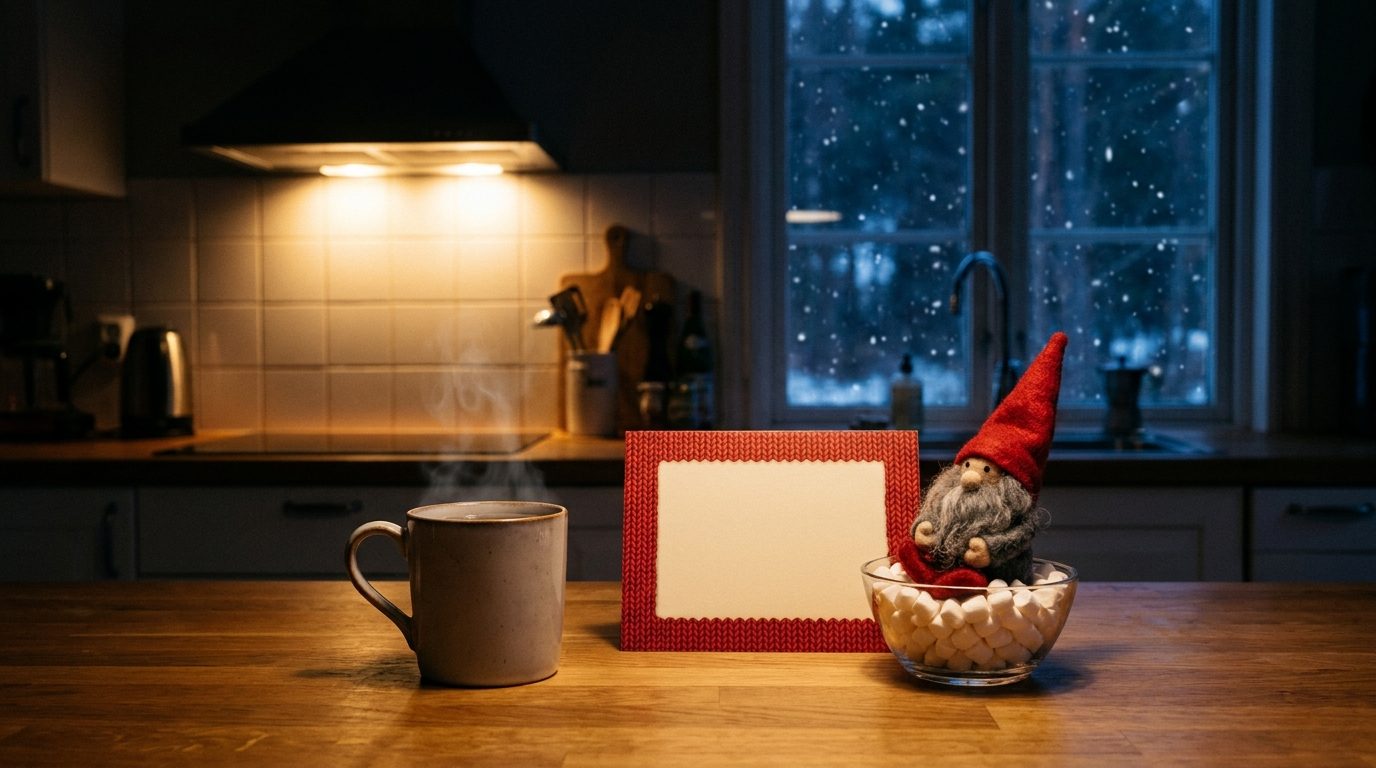 Kjøkkenet kl. 22.30: nissen sitter allerede klar i marshmallowskålen